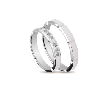 Βέρες Σετ Λευκόχρυσες Λουστράτες με Ζιργκόν MASCHIO FEMMINA TMF-71 - themelidisjewels